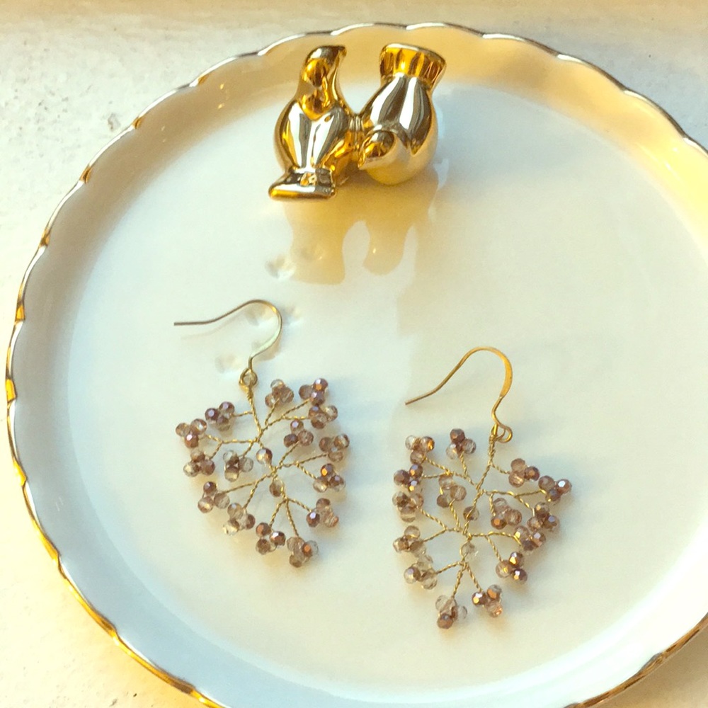 Handmade gold alloy earrings,semi precious stones